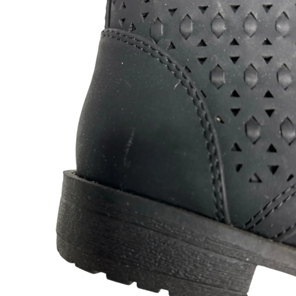 SO American Heritage Ivy Boots‎ Black Girls Size 12 Side Easy Zip Combat Boots